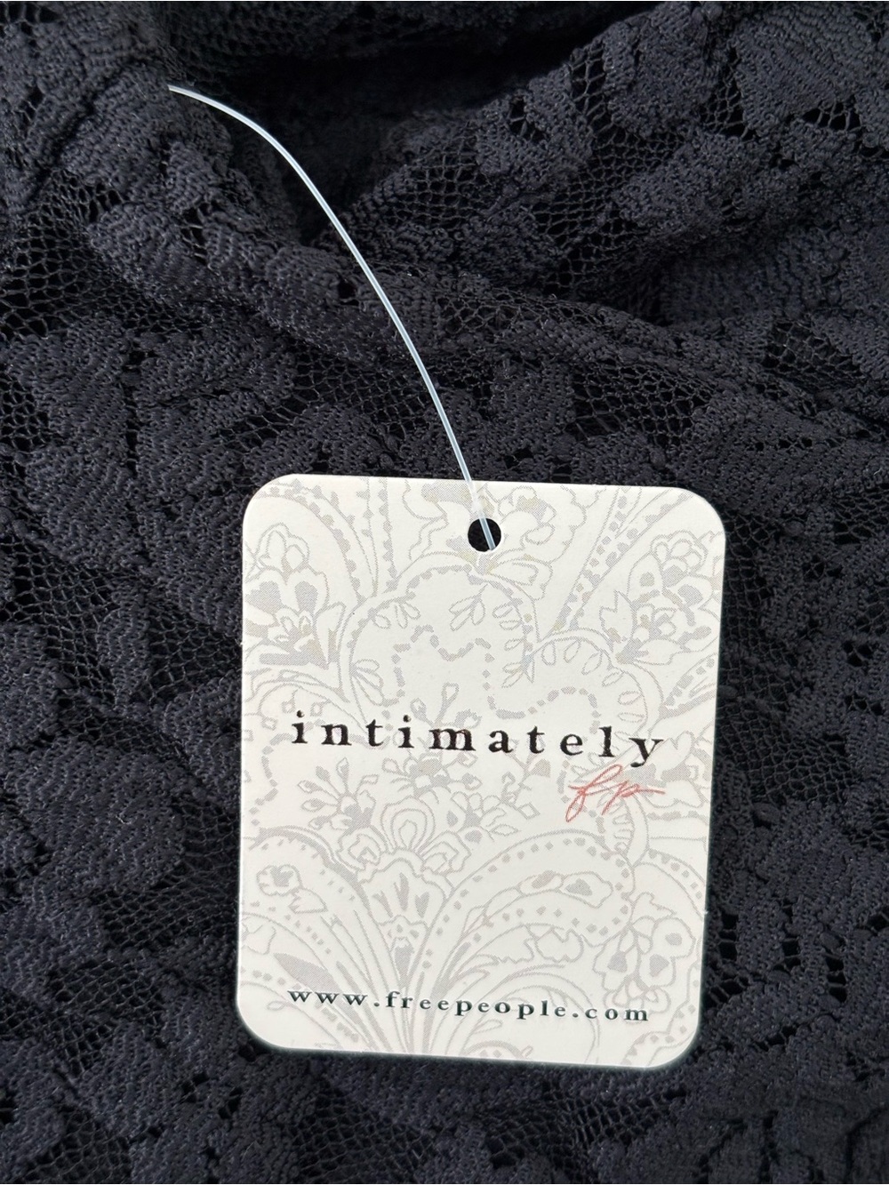 Free People Intimately All Day Lace Top NWT Black Long Sleeves Stretchy Layer L - Picture 8 of 10